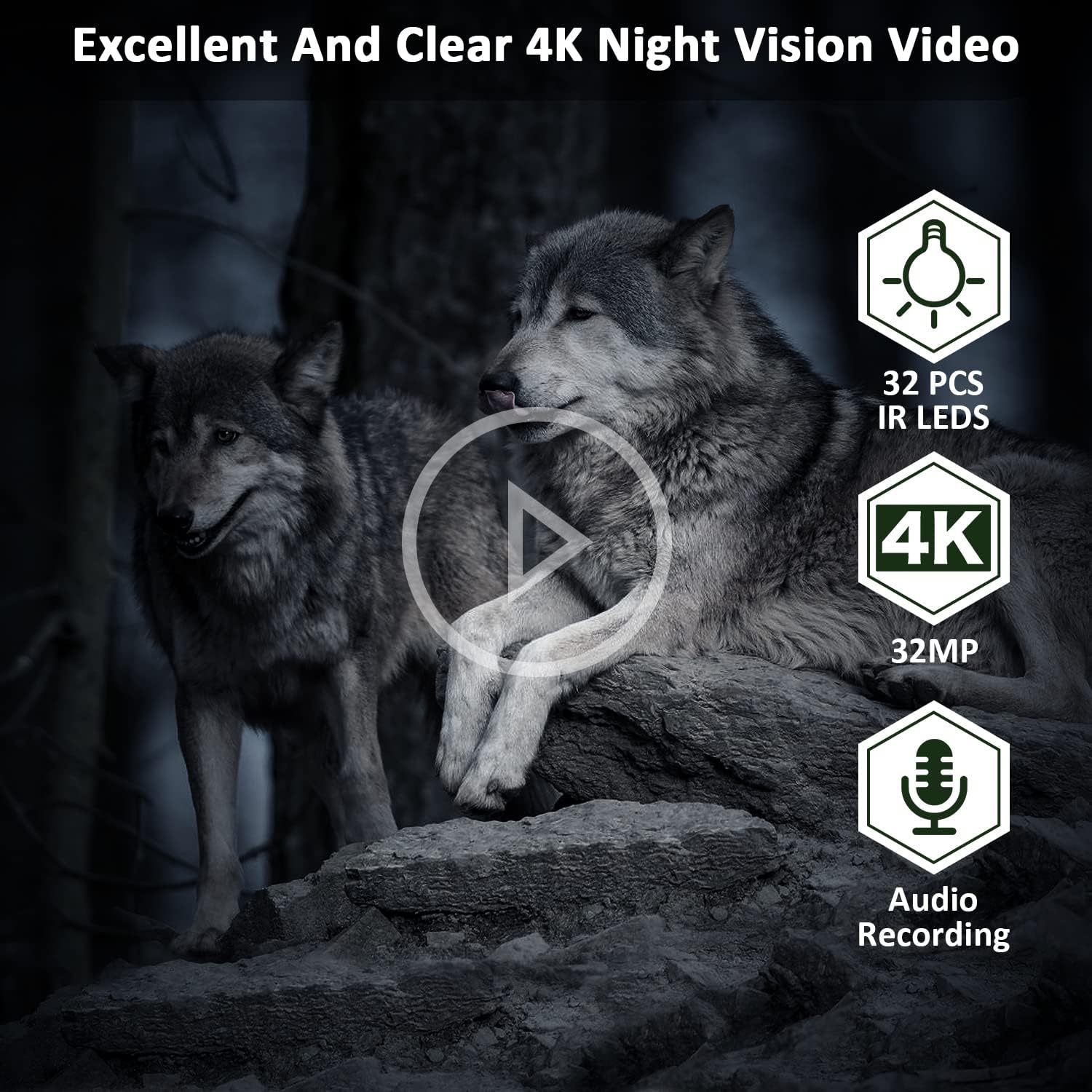 4K 32MP Bluetooth Wildlife Camera with Night Vision B207