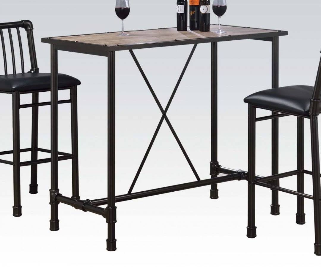 Rustic Oak/Black Metal/Wood Counter Table R455567