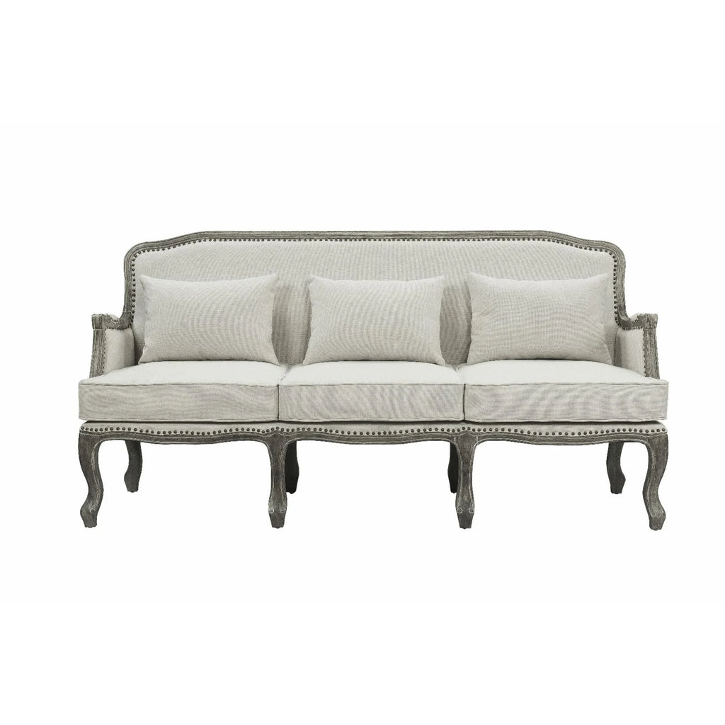Cream Linen Fabric Sofa with 3 Pillows L708103