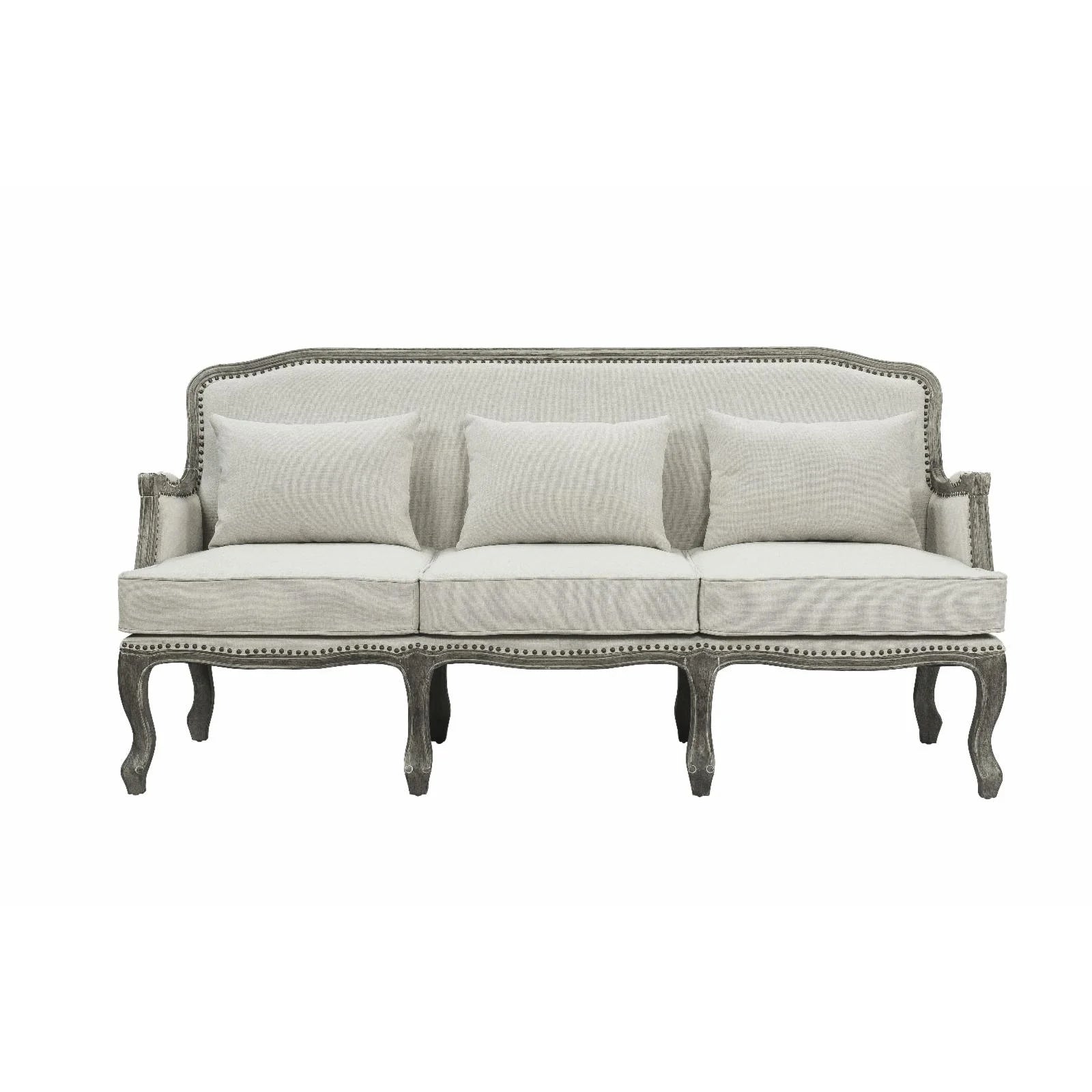 Cream Linen Fabric Sofa with 3 Pillows L708103