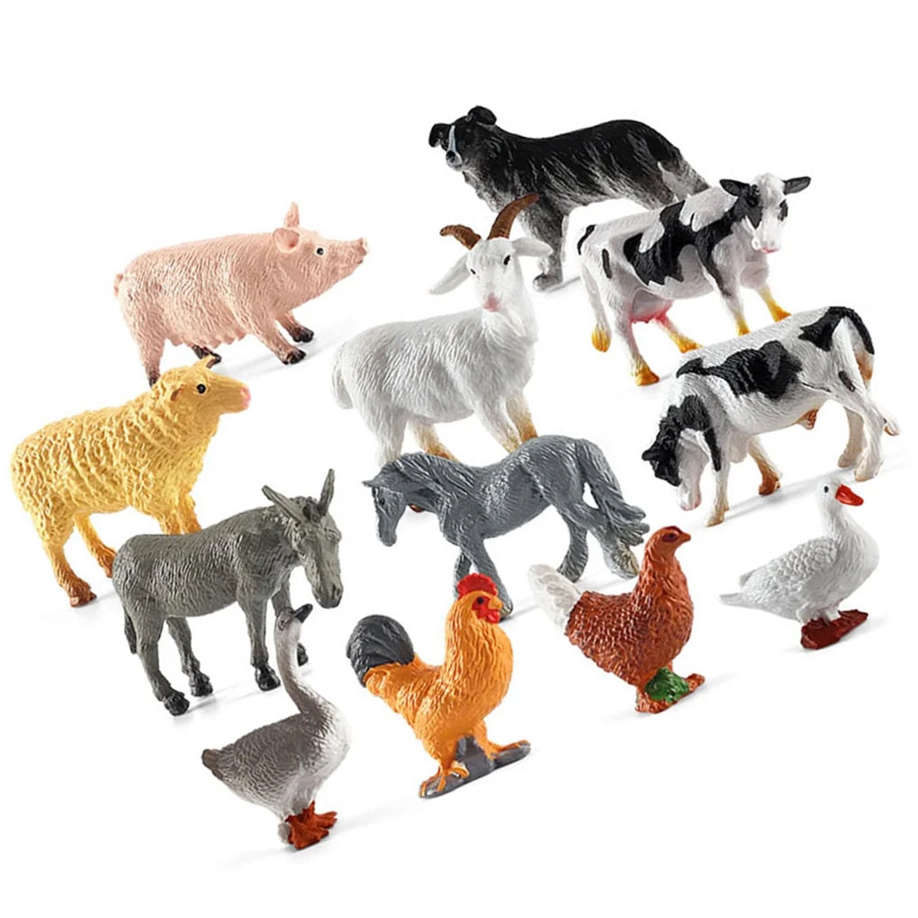 12Pcs Simulation Farm Animals Figurines E813