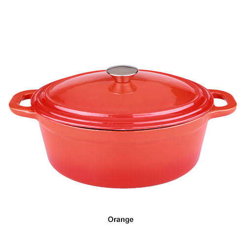 Blue 8 qt Cast Iron Oval Covered Casserole L434231