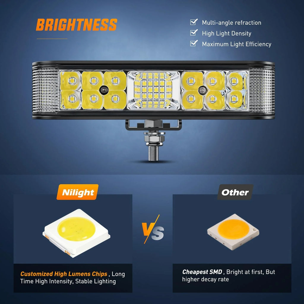 2PCS 6.5 Inch 60W LED Light Bar/Pods with Wiring Harness Kit D6997