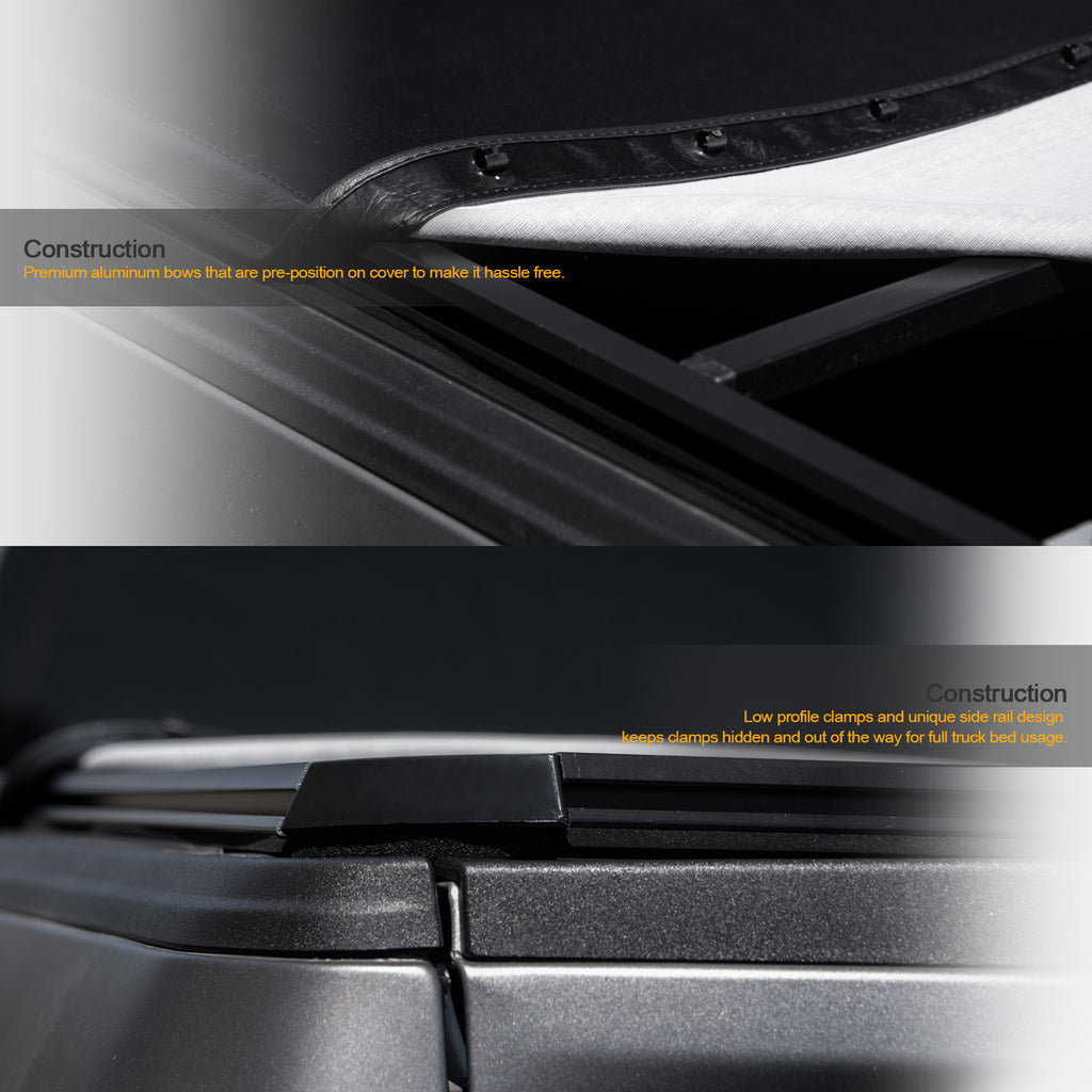 Hidden Snap Tonneau Cover with Truck Bed LED Lights A9830