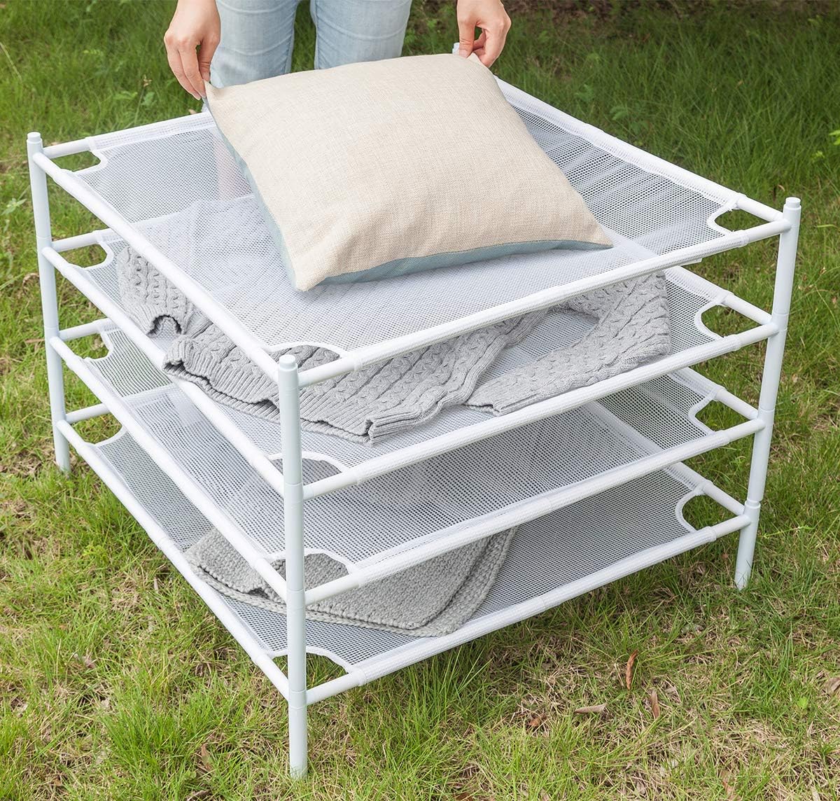 White 4-Pack Stackable Mesh Laundry Drying Rack H114091