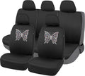 Leopard Embroidered Butterfly Low Back Full Set Polyester Seat Protector (8PCS) Y6459