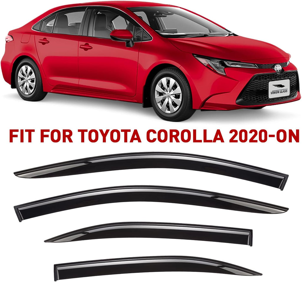 Glass Tape-on Rain Guards for Toyota Corolla Sedan, 4 Pieces Y88155