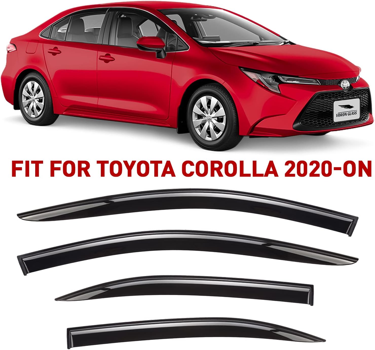 Glass Tape-on Rain Guards for Toyota Corolla Sedan, 4 Pieces Y88155
