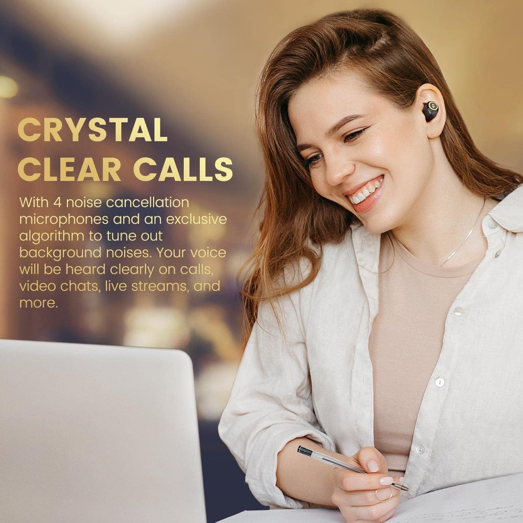 Hybrid Active Noise Cancelling Earbuds, Wireless Bluetooth 5.2 Earphones with ANC Transparent Mode, 4 Mics, 30H Play Time, IPX5 Waterproof T923