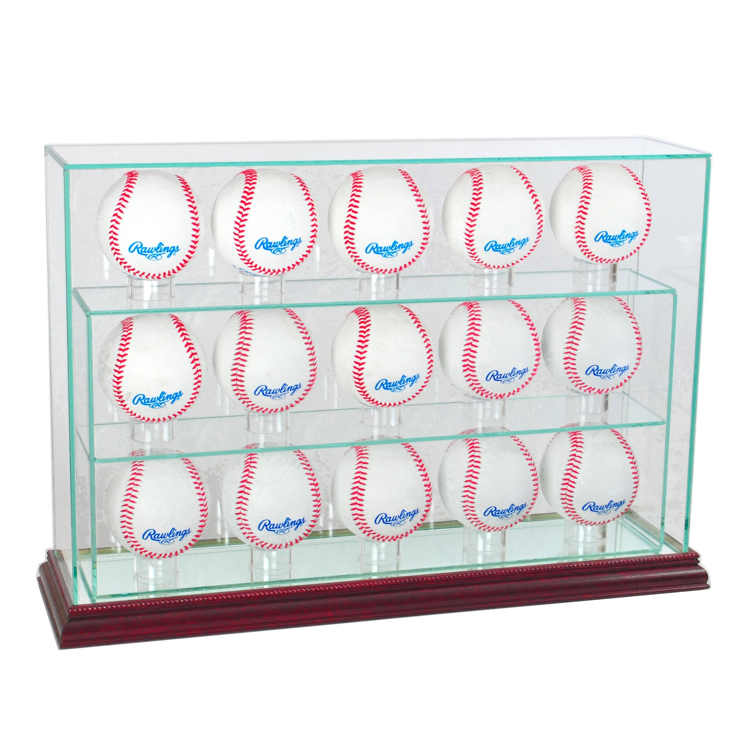 15 Baseball Upright Display Case Cherry Finish K1021