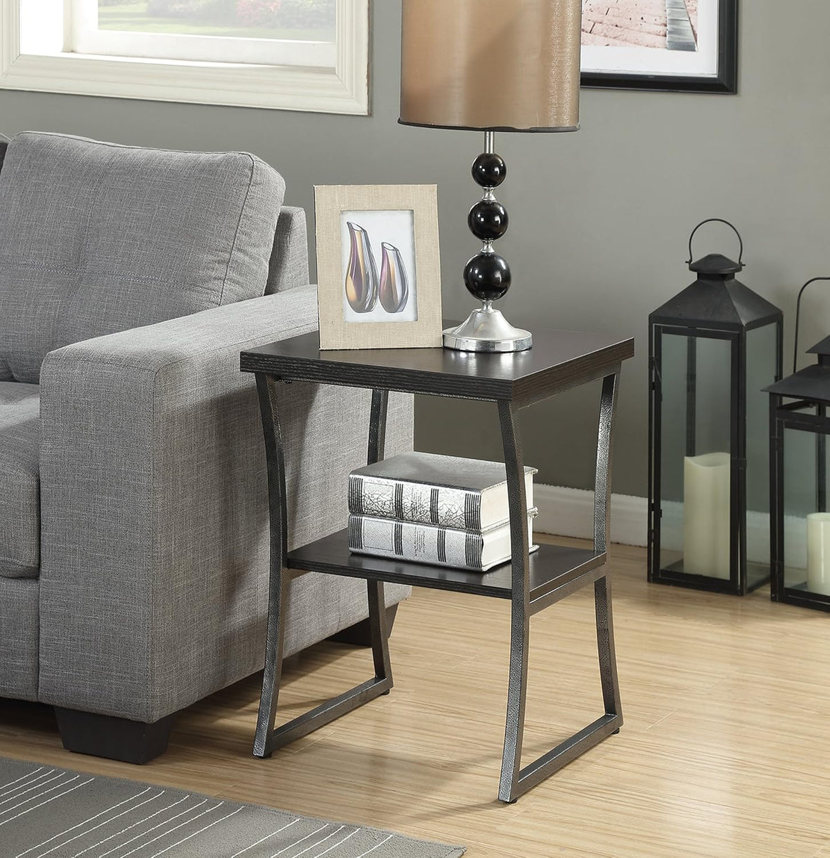 Faux Birch Slate Gray Frame End Table D115804