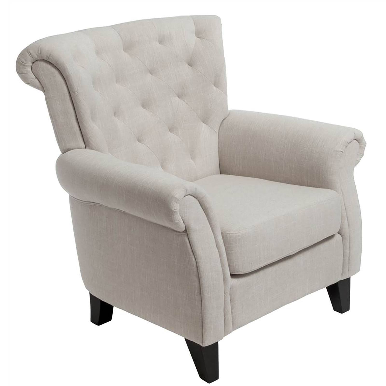 Light Beige Tufted Fabric Club Chair M257997