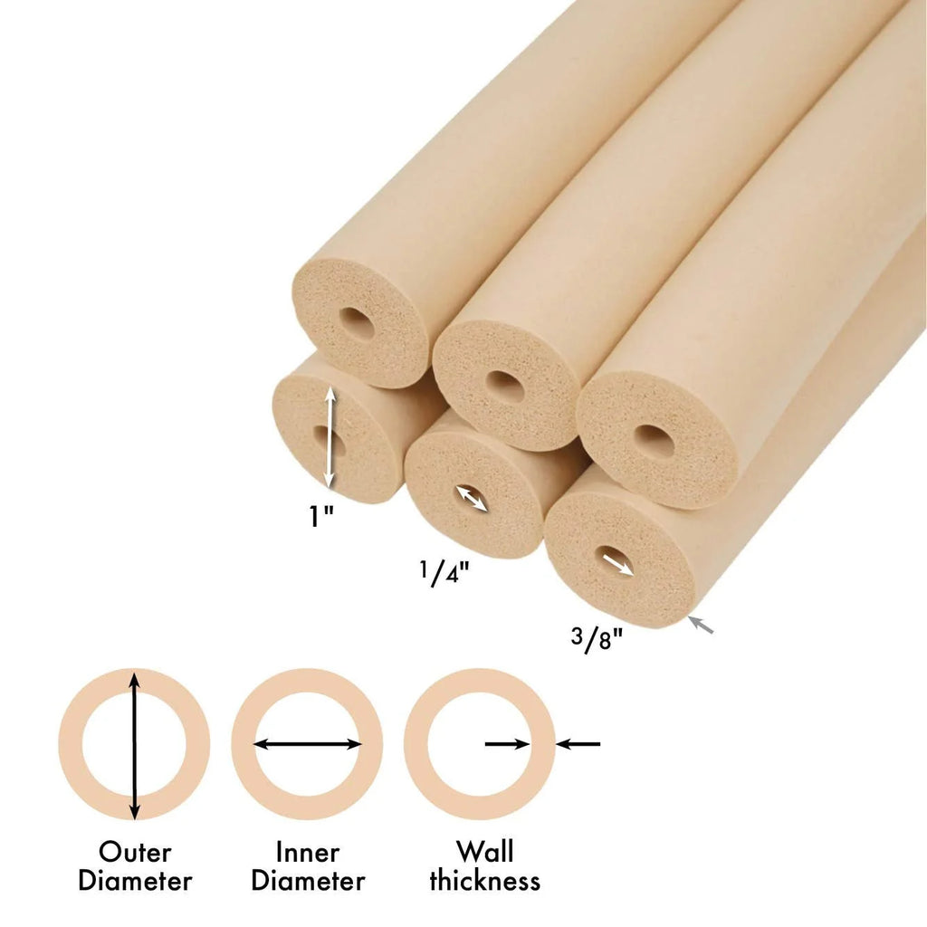 Foam Tubing, Tan, 1/4", Pack of 6 I221