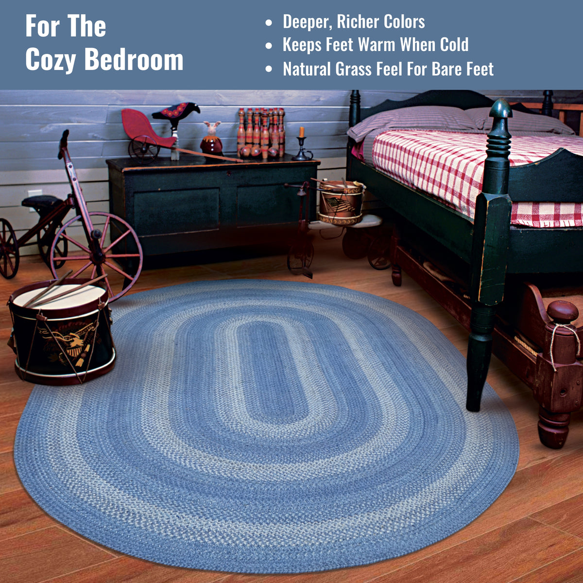 Blue 4x6' Braided Oval Rug Z6208