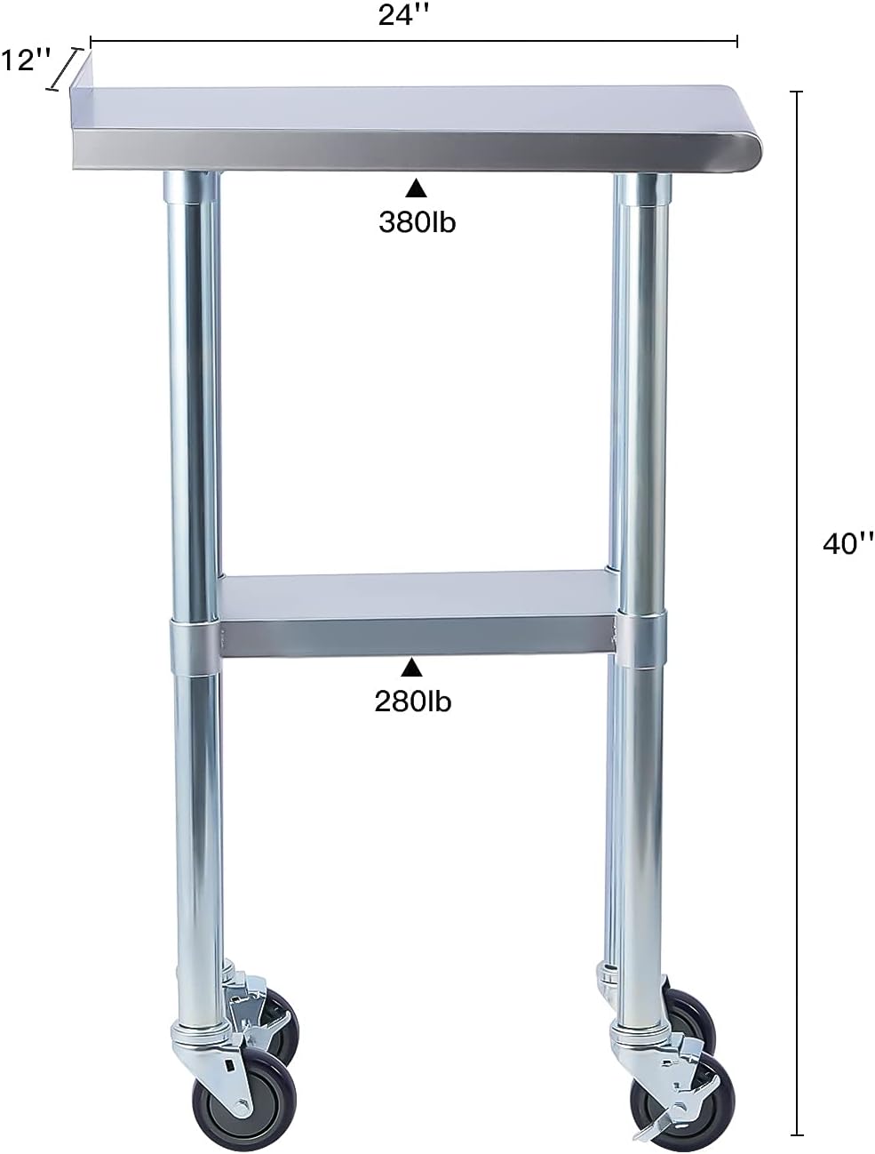 Stainless Steel 24 x 18 Inches Worktable with Backsplash F29894