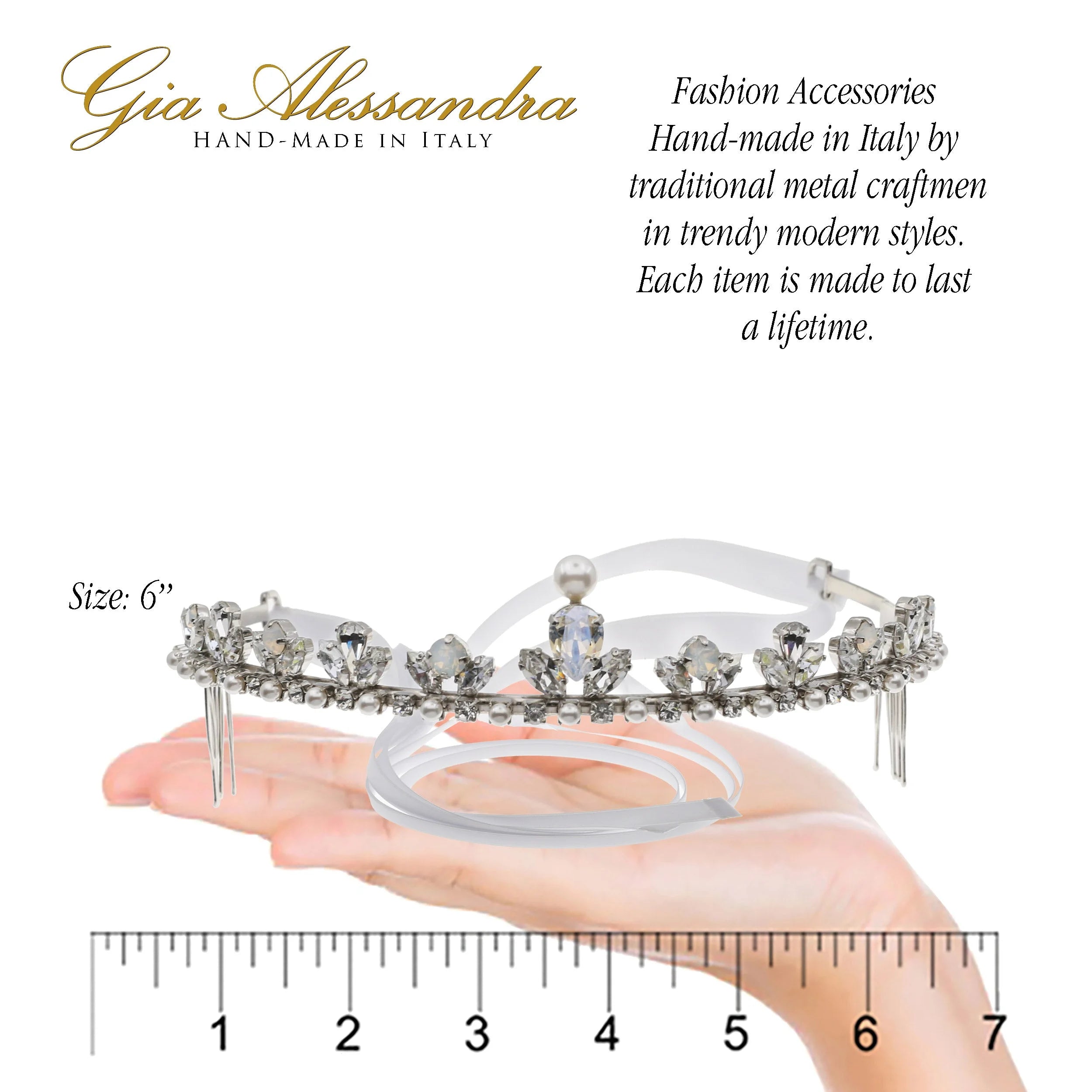 Silver Wedding Bridal Tiara With Swarovski Crystals D573781