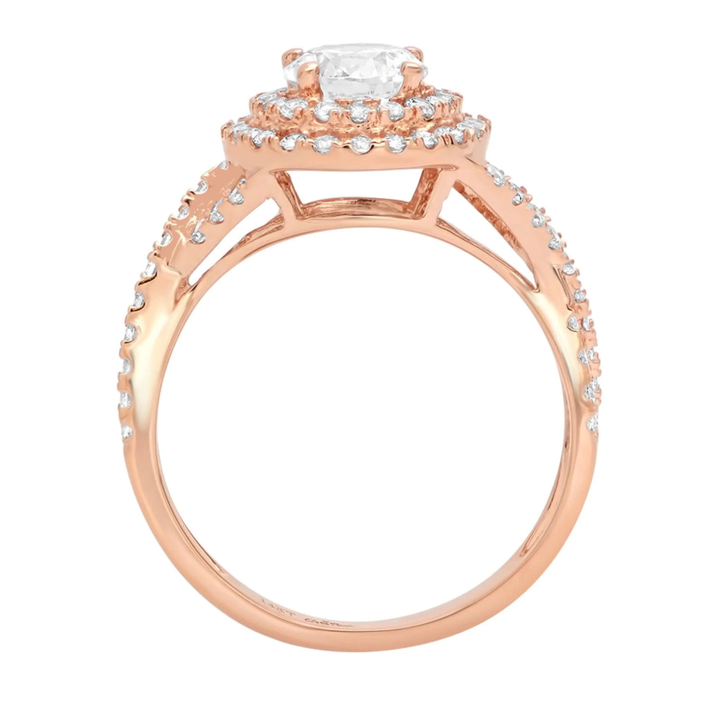 18K Rose Gold Halo Engagement Ring S2569