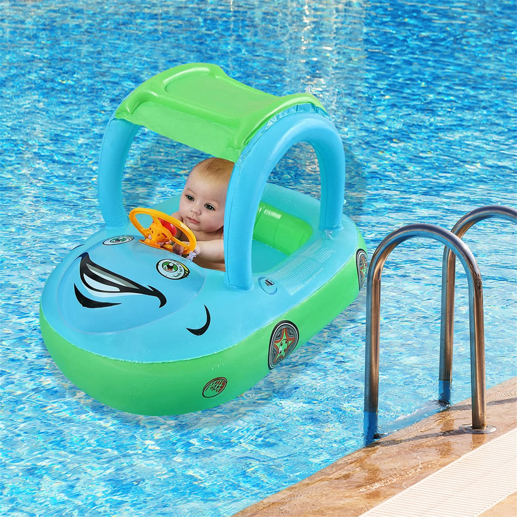 Pink Inflatable Baby Swim Pool Float with Canopy X66665