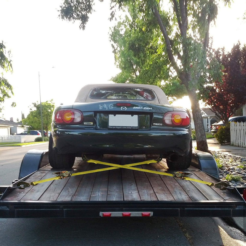 2x 96in Car Axle Tie Down System with 2 Ratchet Straps and 2+2 Axle Straps Z31854