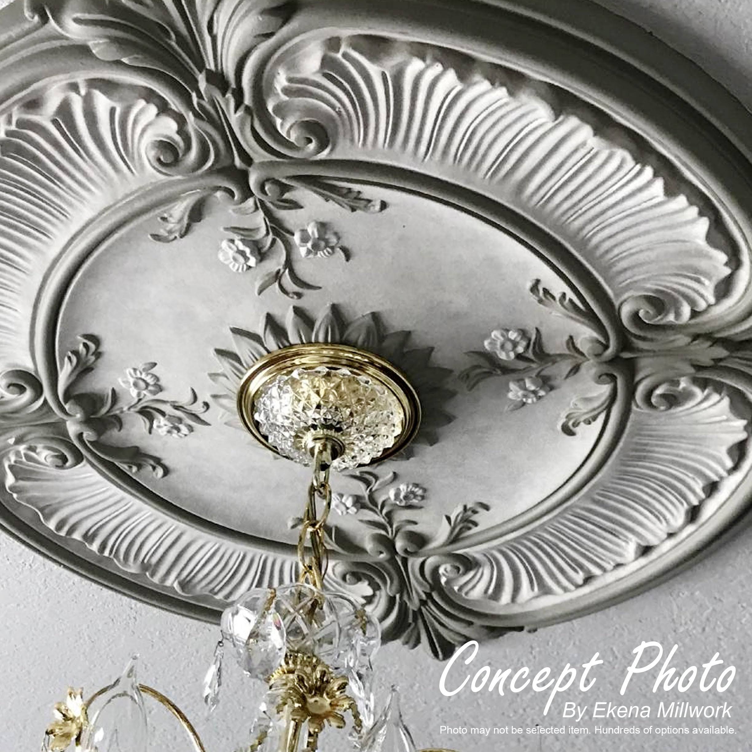 Ceiling Medallion, Hand-Painted Steel Gray O444