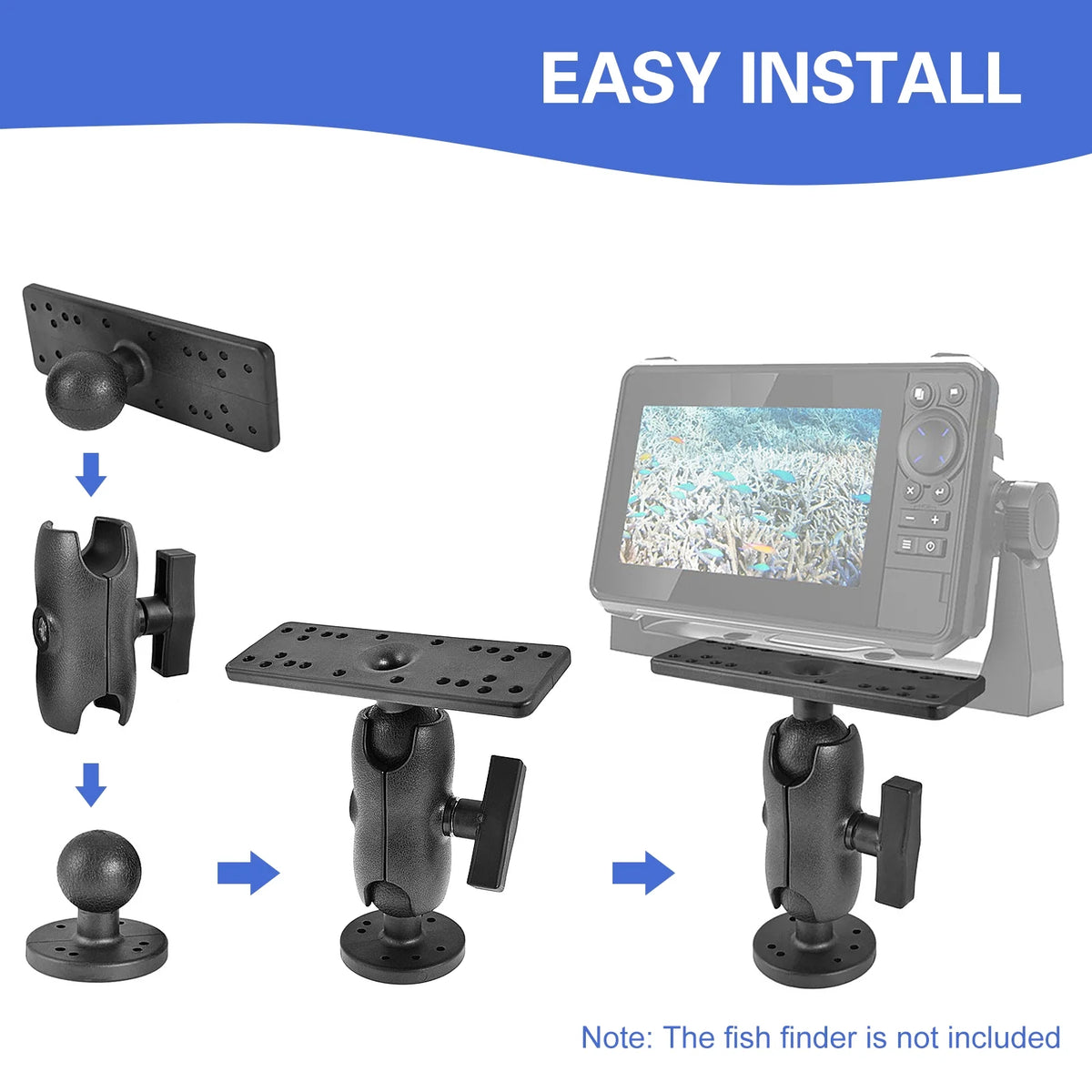 Portable Kayak Fish Finder Mount with 360° Swivel Ball Mount Base Y89563