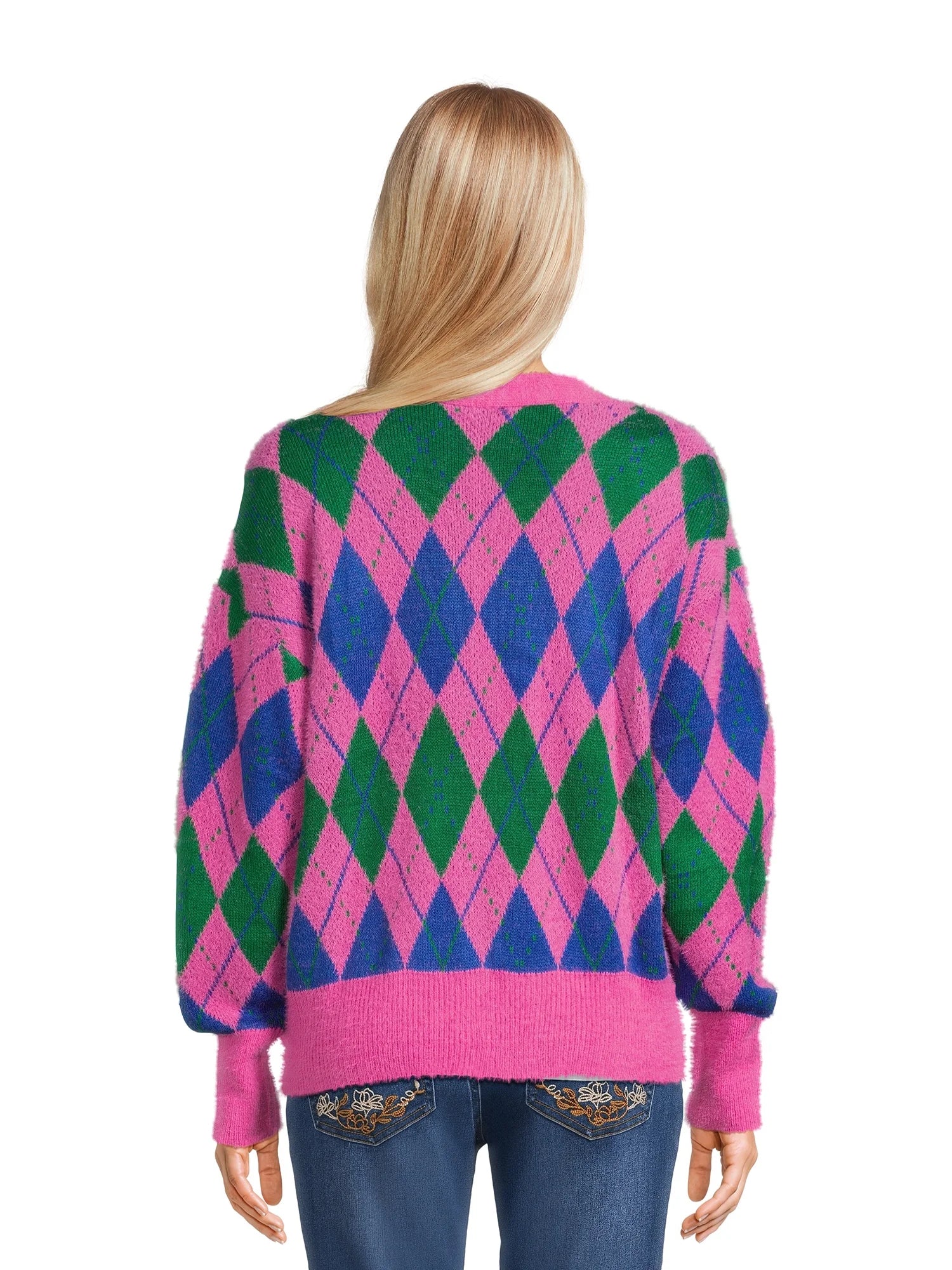 Women's V-Neck Cardigan Sweater with Long Sleeves N97650
