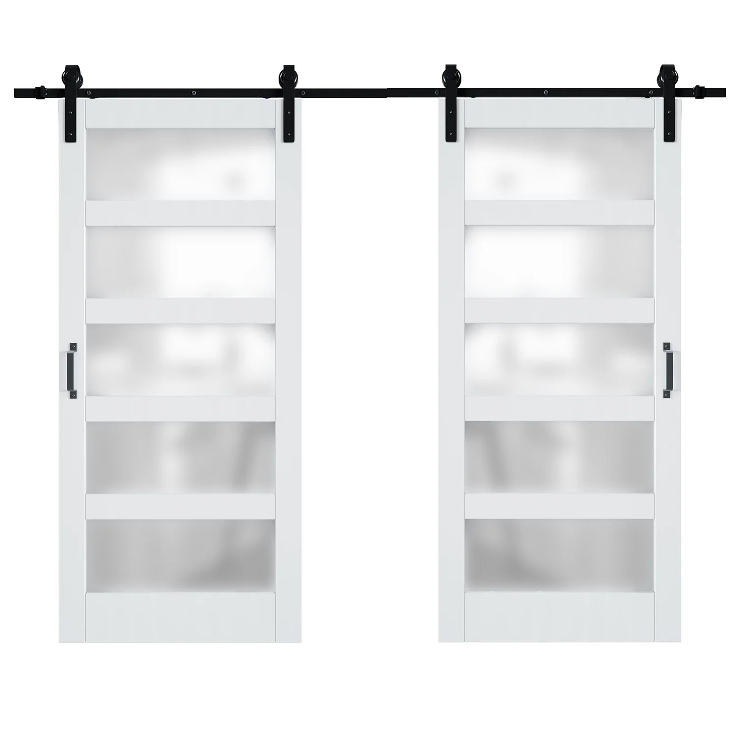 36''×84'' Frosted Glass Barn Door x 2 with Hardware Kit L6544
