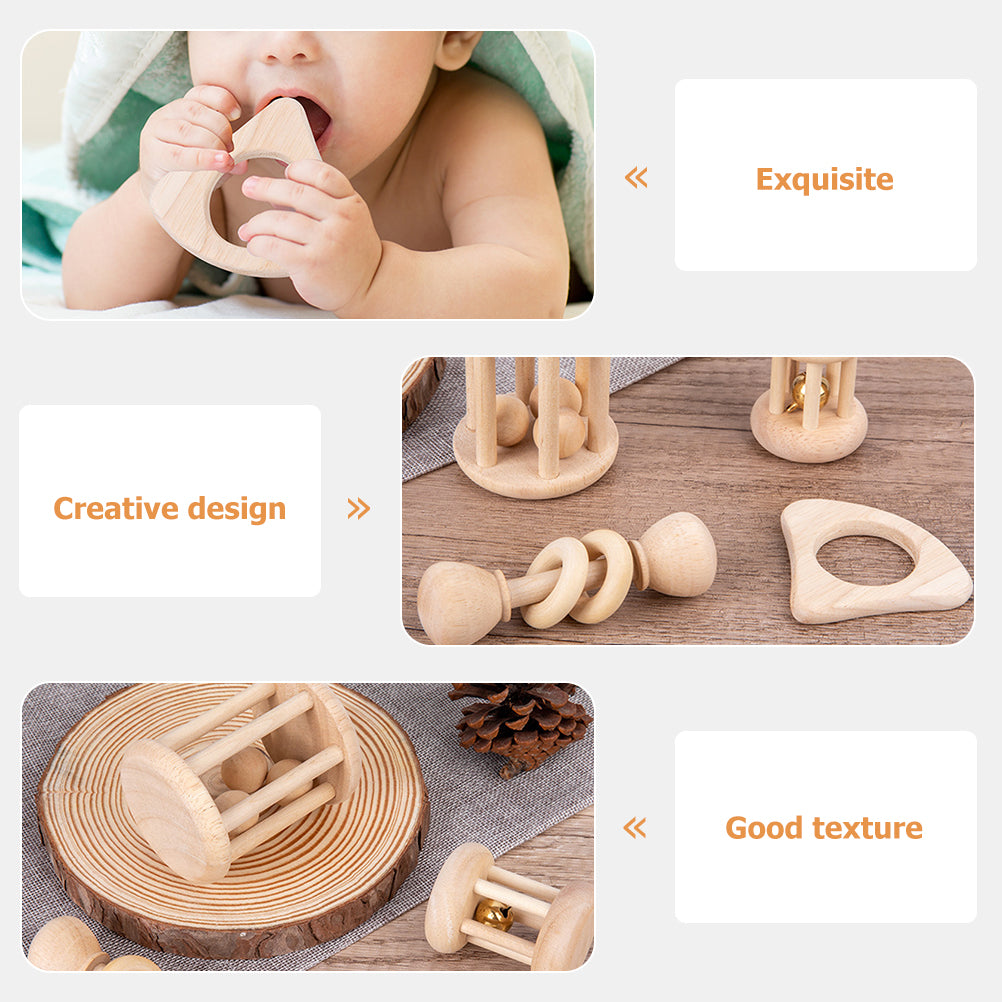 4 Pcs Wooden Baby Wrist Rattles L7311