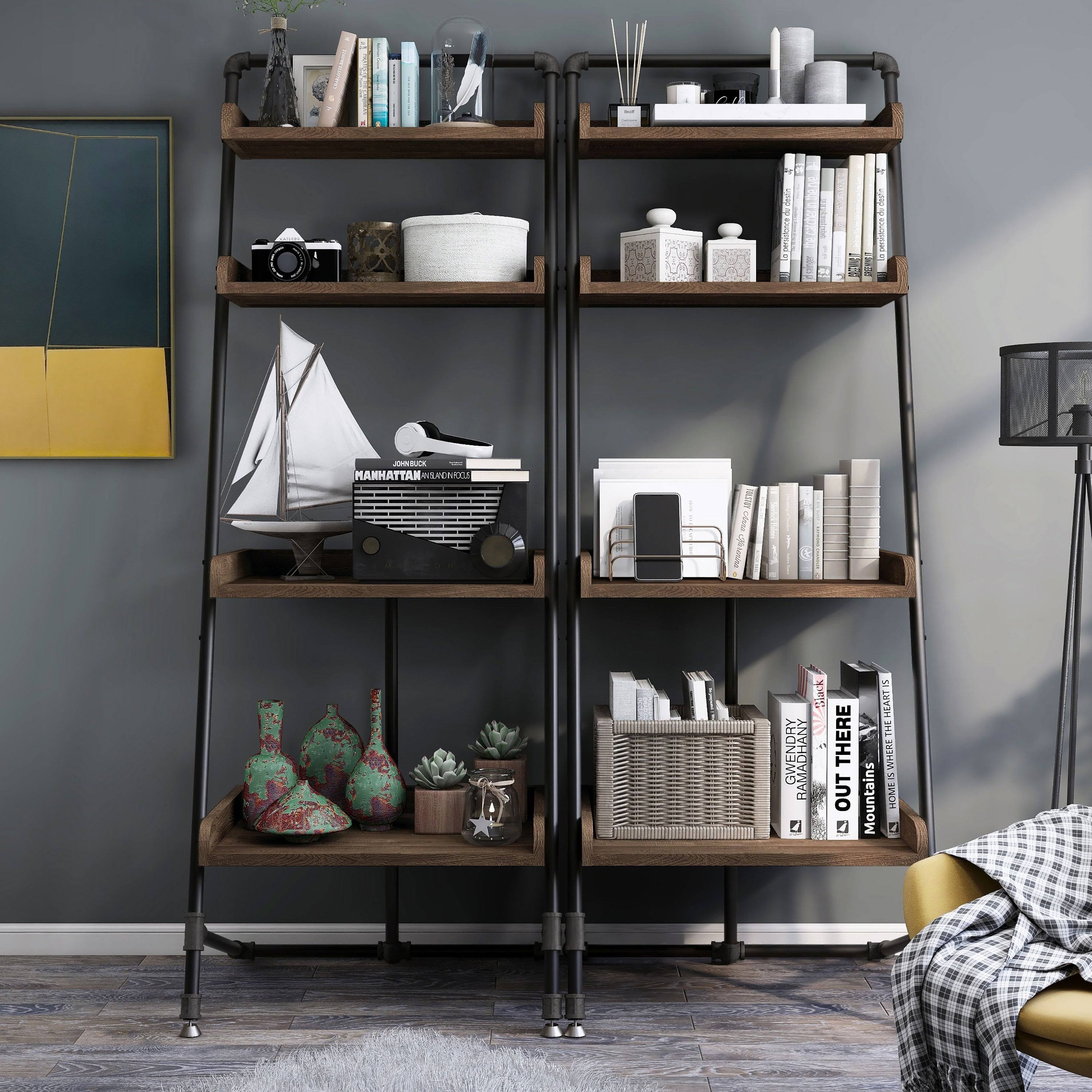 Light Hickory 2-Piece Desk and Display Shelf Set S923823