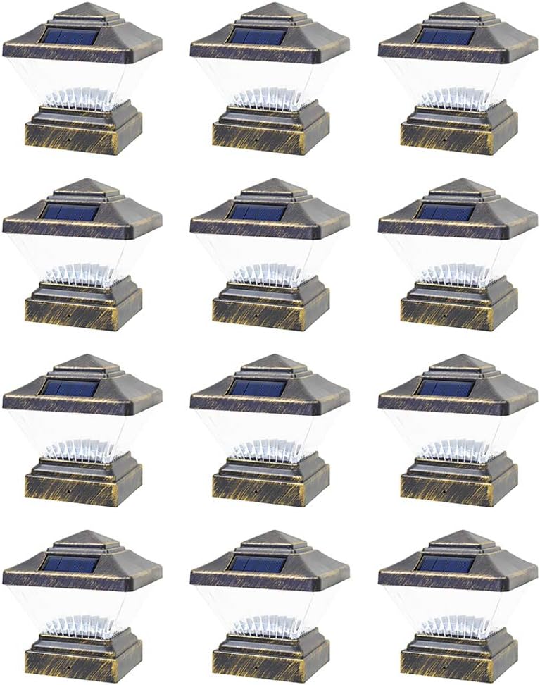 12 Pack White Solar LED Post Cap Light K147