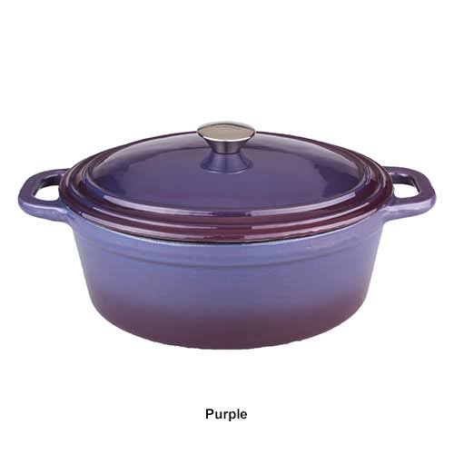 Blue 8 qt Cast Iron Oval Covered Casserole L434231