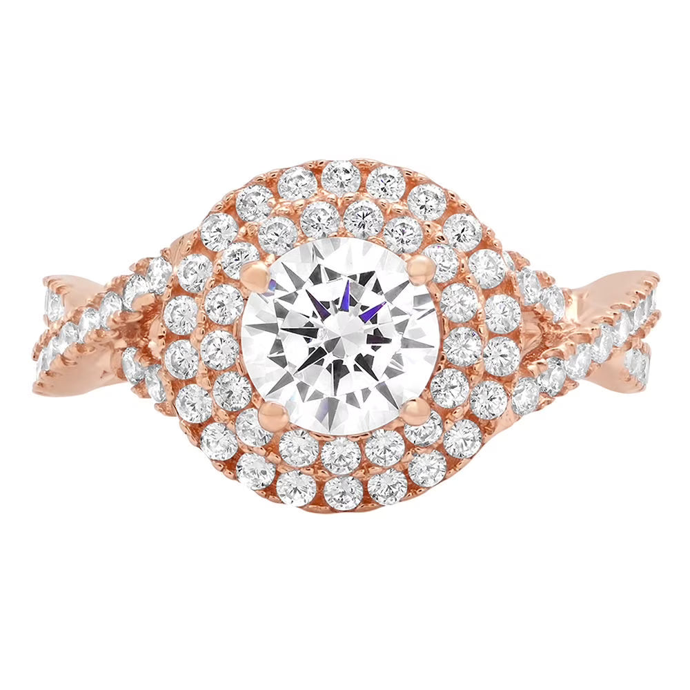 18K Rose Gold Halo Engagement Ring S2569