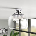3 - Light 13.5x22 Semi Flush Mount Fixture Black/Satin Nickel N724