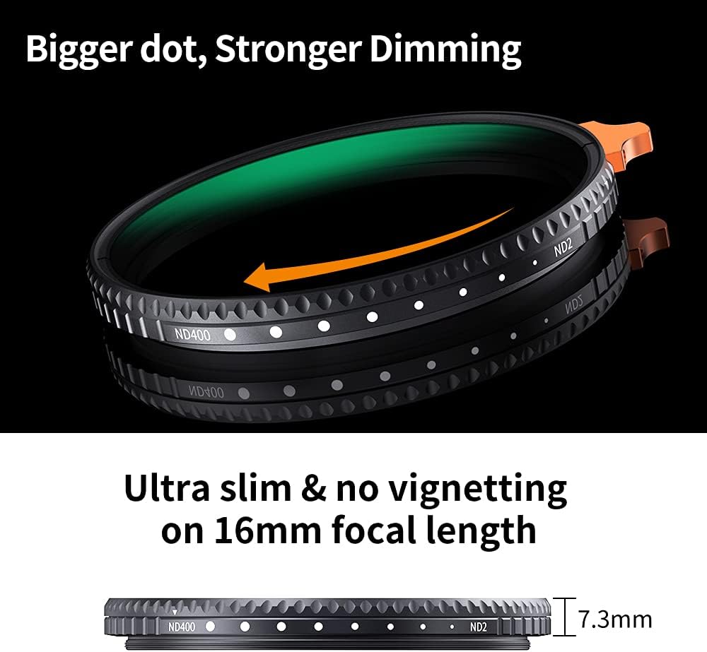 67mm Variable ND Filter ND2-ND400 with Multi-Layer Coated Optical Glass, Pack of 2 E9433