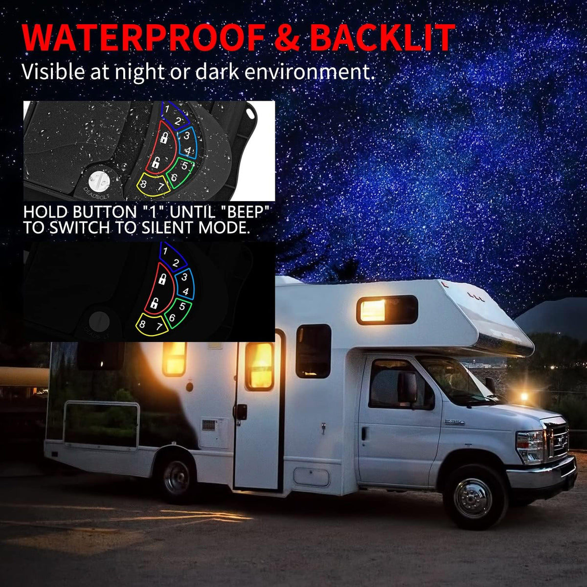 Metal RV Lock Keyless Entry with Deadbolt, Backlit Keypad, Wireless Fobs, Keys and Gasket K47767