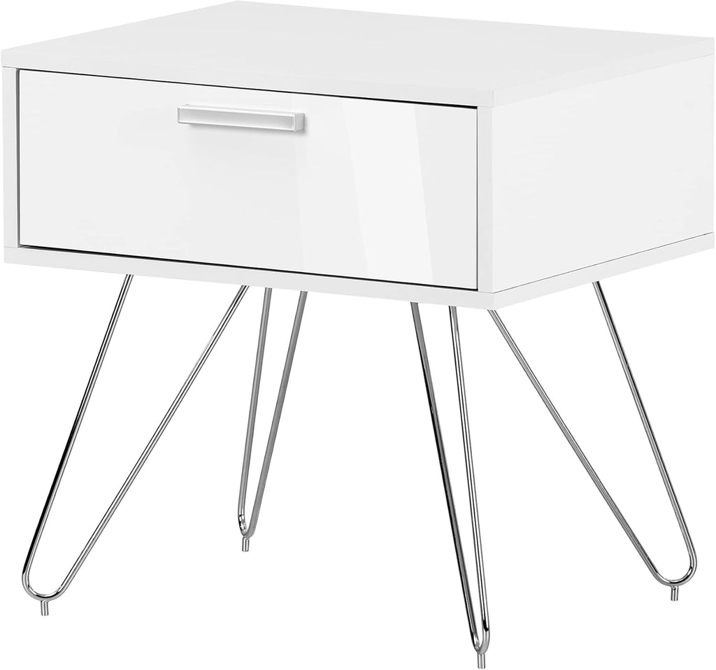 Pure White Scandinavian Nightstand V2683