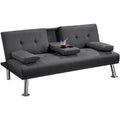 Dark Gray Tufted Fabric Convertible Futon Sofa Bed L14435