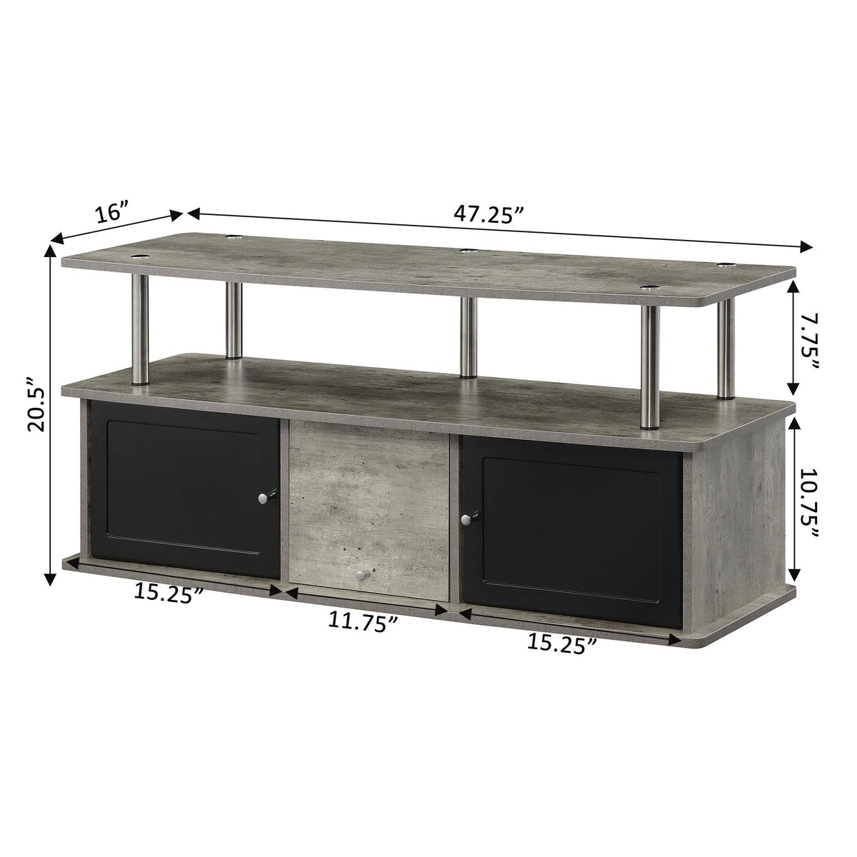 Grey 3-Cabinet TV Stand A305