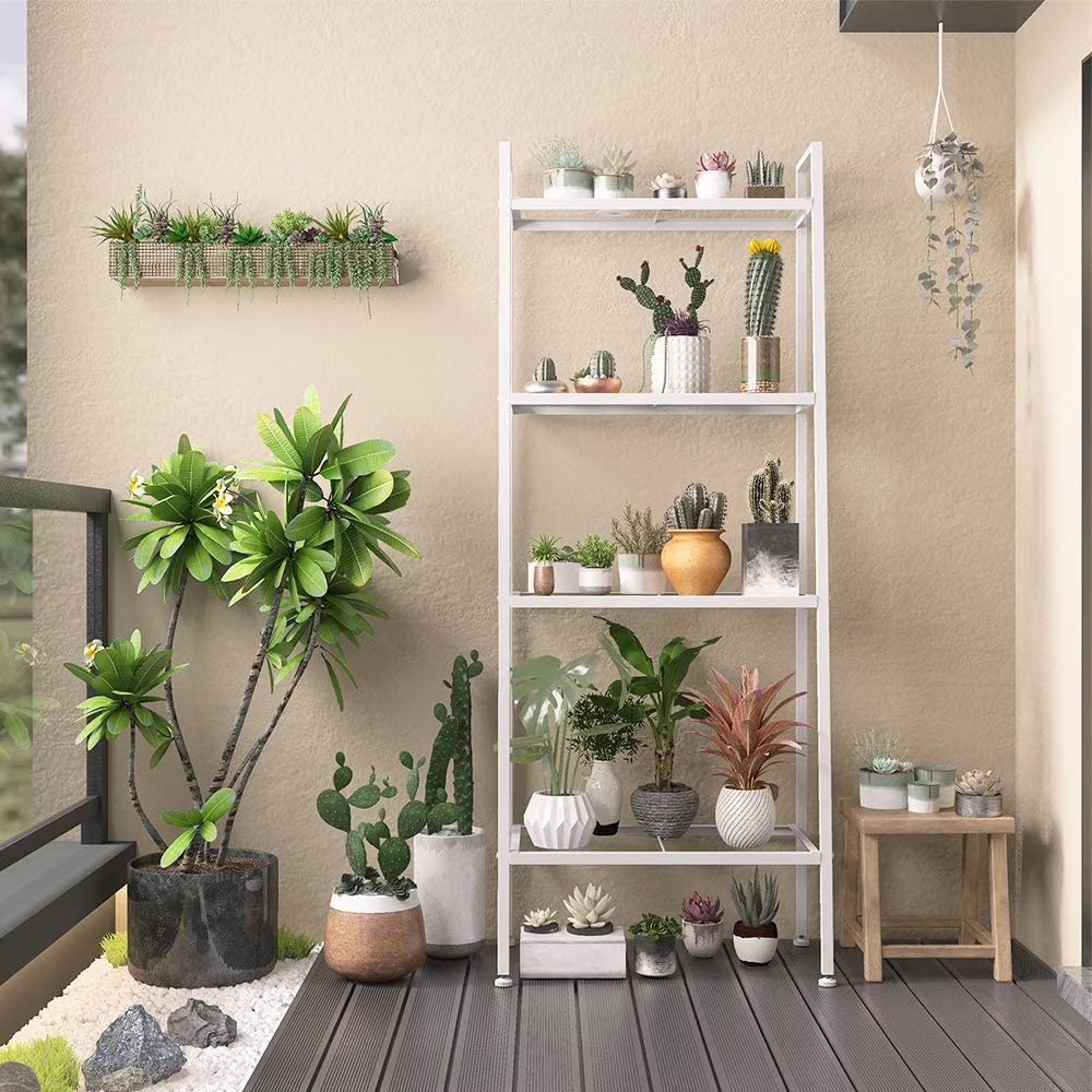 White 4-Tier Leaning Ladder Bookcase R8708