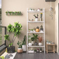 White 4-Tier Leaning Ladder Bookcase R8708