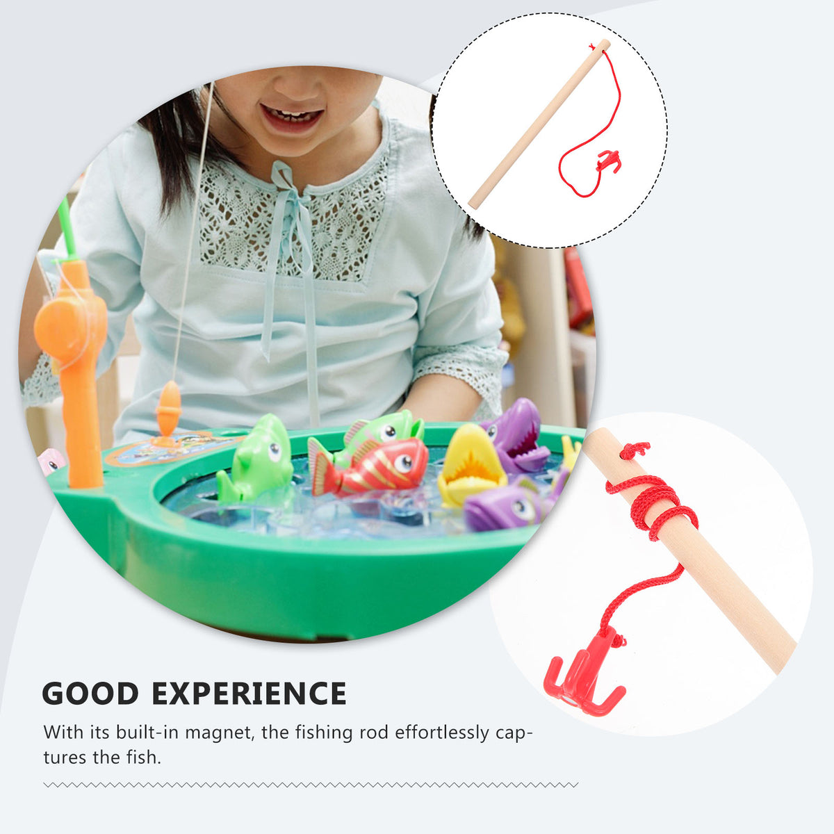 4 Pcs Wooden Magnetic Fishing Toy Playset P930