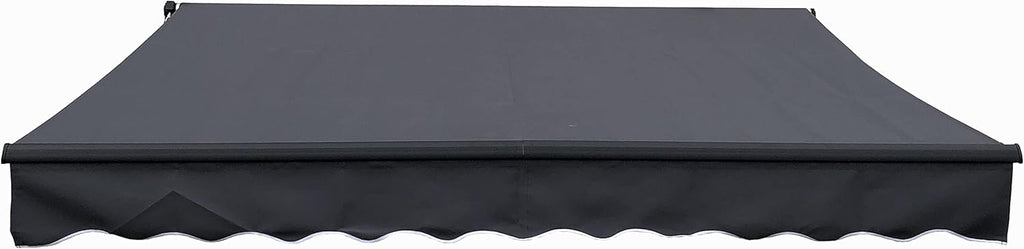 Retractable 16x10 Feet Motorized Black Frame Patio Awning, 100% Polyester Canopy, Blue/White Stripes T868