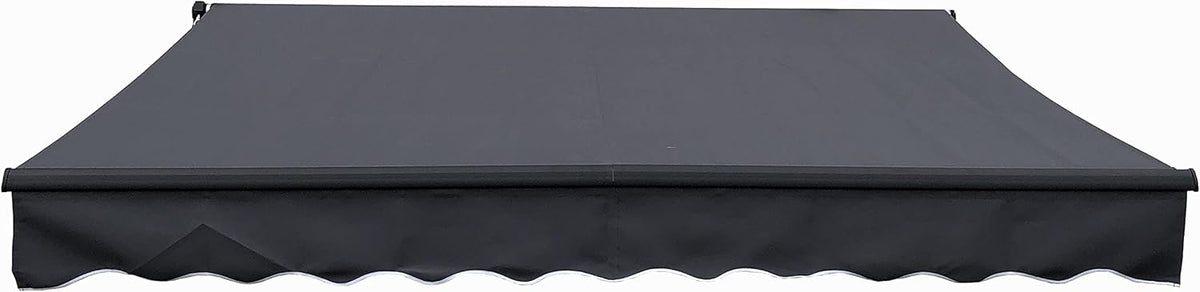 Retractable 16x10 Feet Motorized Black Frame Patio Awning, 100% Polyester Canopy, Blue/White Stripes T868
