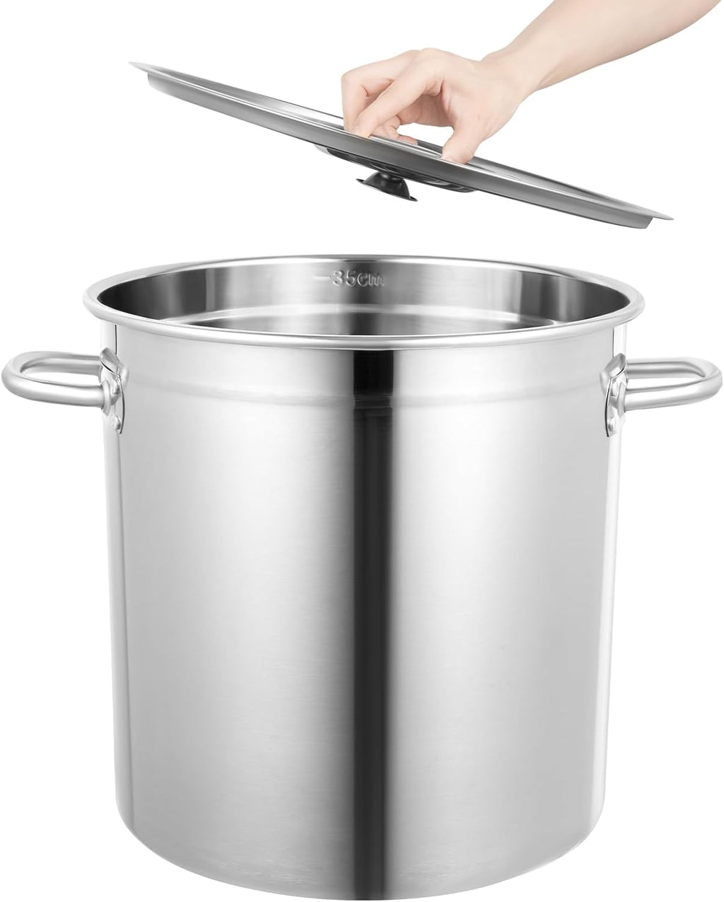 30 Quart 201 Stainless Steel Stockpot with Lid W2363