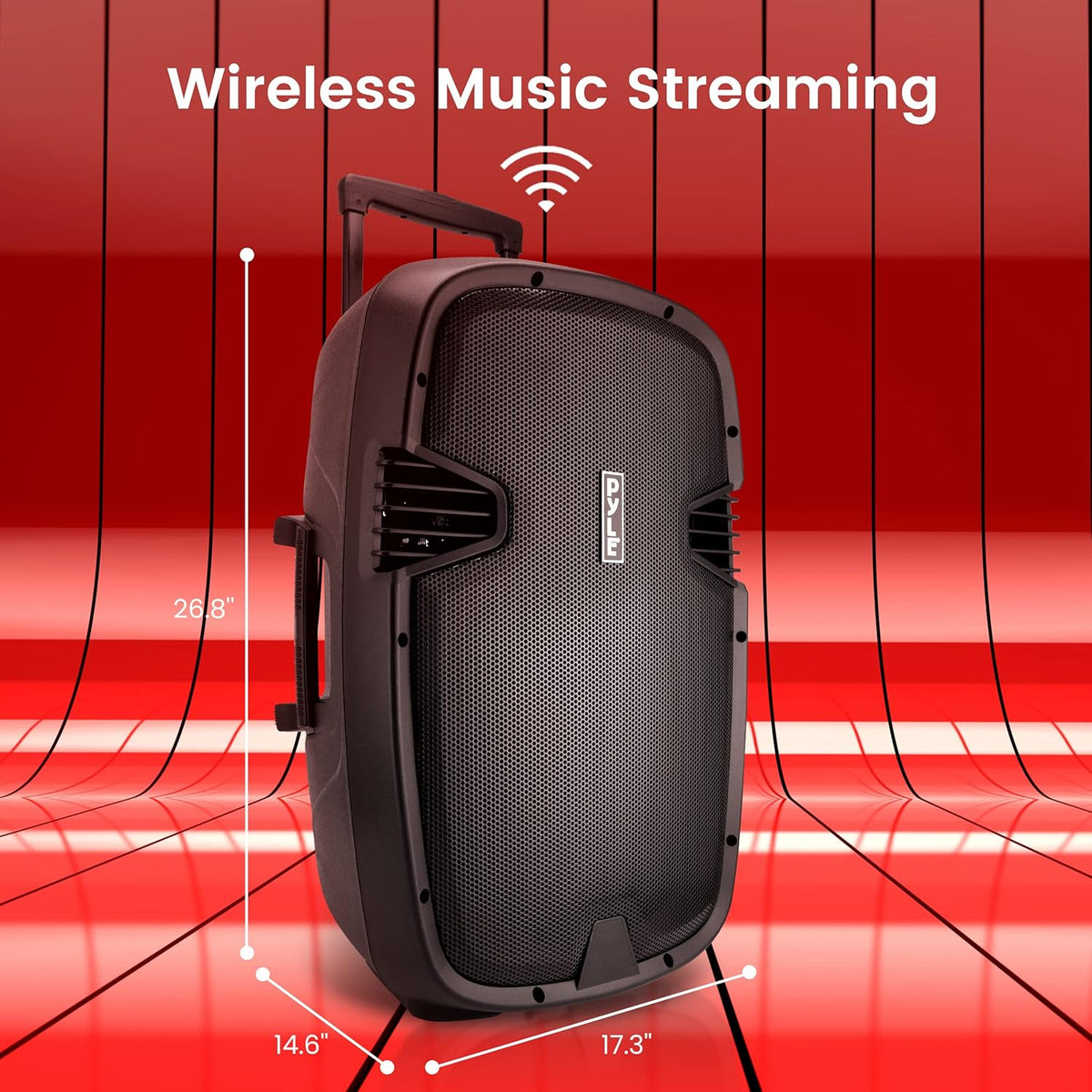 15" Bluetooth PA Speaker with 2 UHF Wireless Microphones, Black J7763