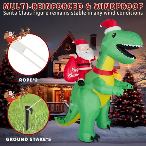 8FT Christmas Inflatables Santa Claus with Christmas Tree, Built-in LED Lights A300559