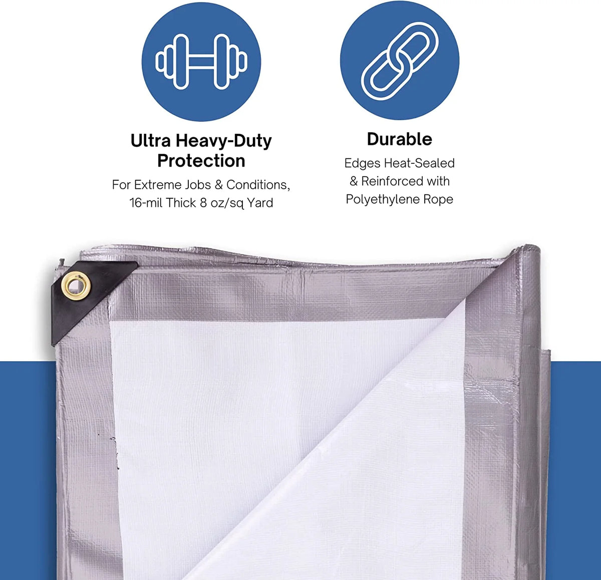 20-ft. x 20-ft. Ultra Heavy-Duty 8 oz/16-mil Poly Tarp Reversible Silver/White H173716