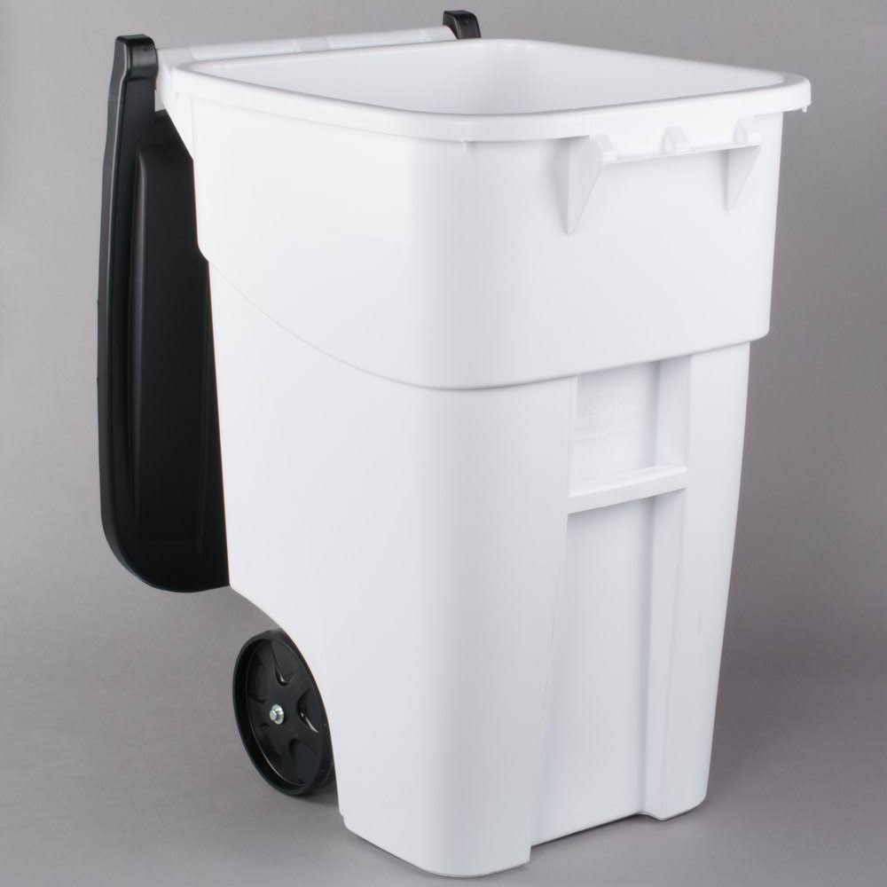 50 Gallon White Rollout Trash Container with Lid Z1709