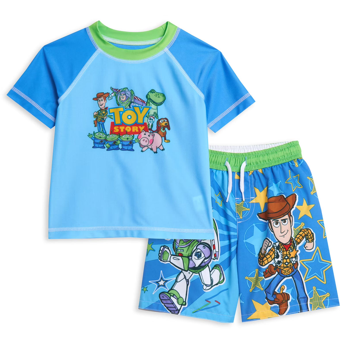Toddler Boys Rash Guard and Swim Trunks Outfit Set Light Blue 4T G641193