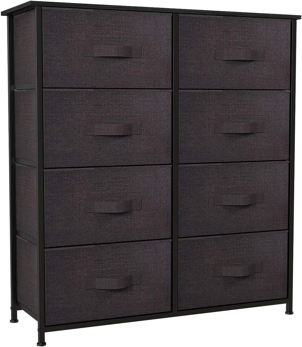 Brown 8 Drawer Fabric Storage Tower with Steel Frame F678532